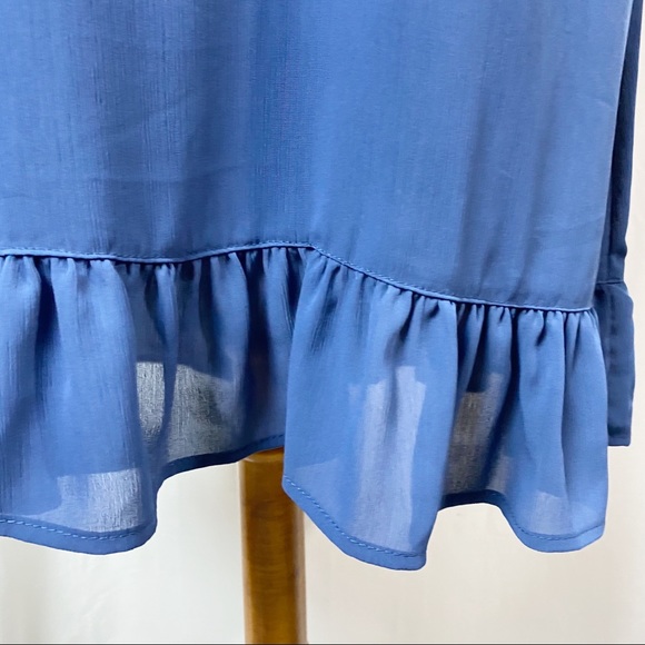 Sharagano Teal Blue Embroidered Sleeveless Ruffle Hem Dress 10 NEW NWT - Picture 4 of 9